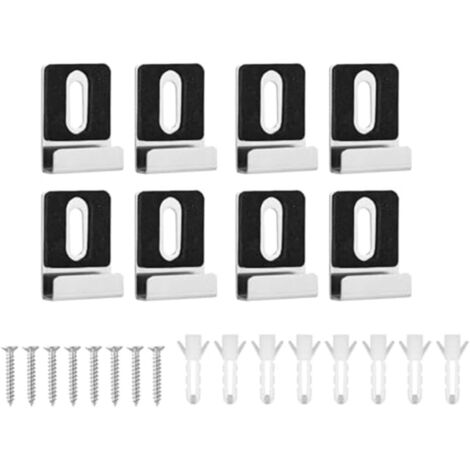 Kit fixation miroir professionnel 8 supports métal, installation murale sécurisée, pour miroirs lourds