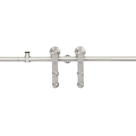 Kit fixation porte coulissante 183 cm Acier inoxydable Argenté vidaXL - Argent