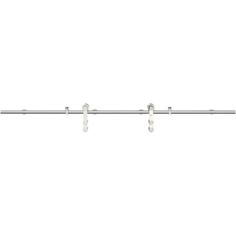 Kit fixation porte coulissante 200 cm Acier inoxydable Argenté CFW72716