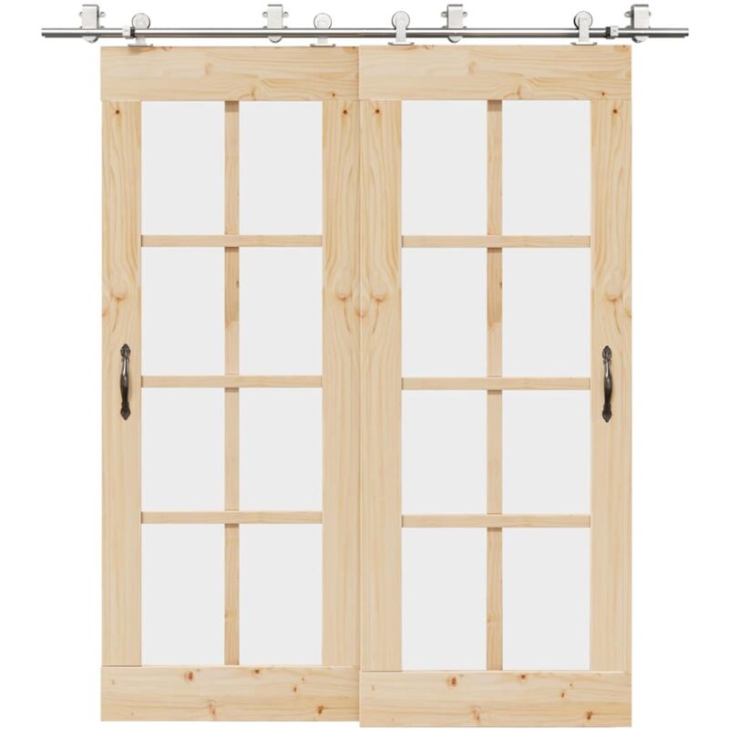 Kit fixation porte coulissante 200 cm Acier inoxydable Argenté - Vidaxl