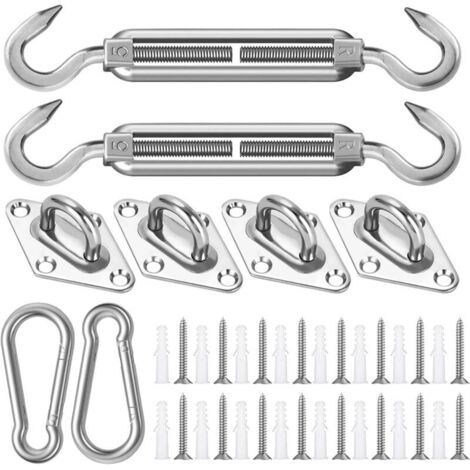 Kit Fixation Toile Ombrage M5,Kit de Quincaillerie pour Voiles D'ombrage Rectangulaire et Triangulaires,Kit de Matériel pour Voiles D'ombrage,Fixation Toile Ombrage Exterieur pour Jardin