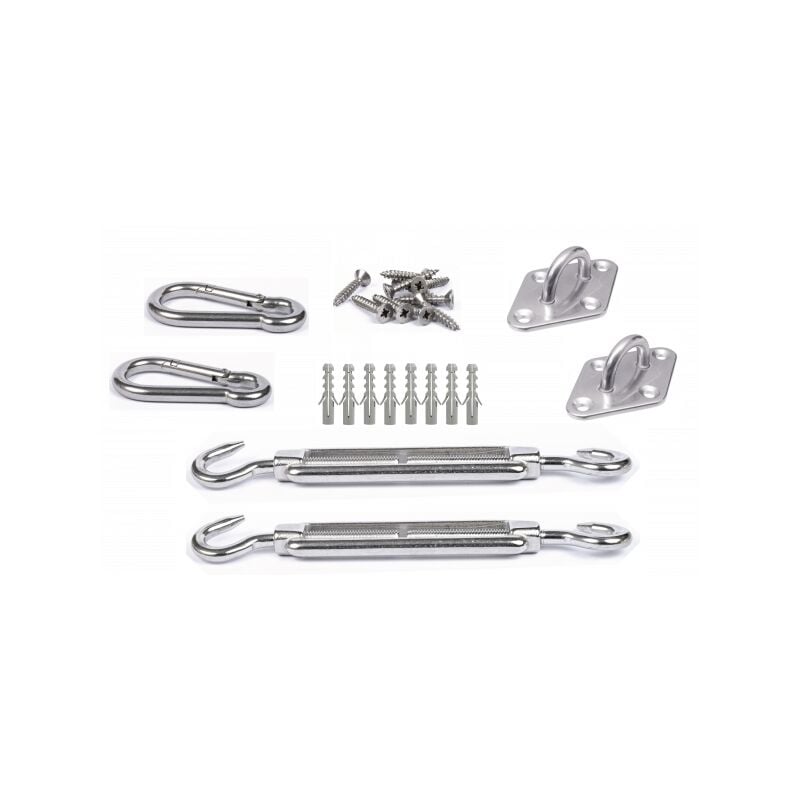 Kit inox fixation voile d'ombrage 2 points de fixation