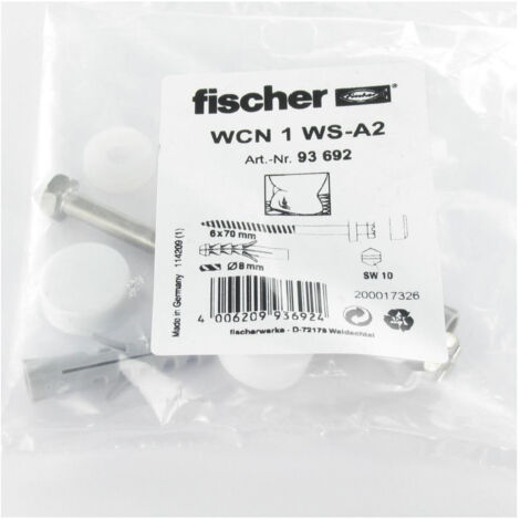 KIT Fixation WC Vis Laiton 6X70 FISCHER-5 pièces