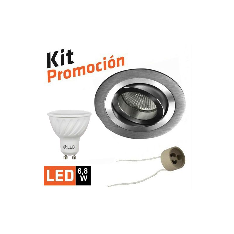 

KIT FOCO HELIUM REDONDO LED Color Aluminio Tipo de bombilla Bombilla LED 6.8W Cálida 690 lúmenes