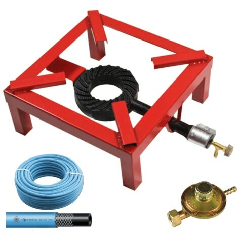 KIT FORNELLONE A GAS IN METALLO 40x40 cm REGOLATORE GPL BOMBOLA TUBO