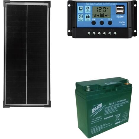 Kit impianto solare fotovoltaico 400W con inverter ibrido ad onda pura 1Kw  12V batterie 200Ah AGM
