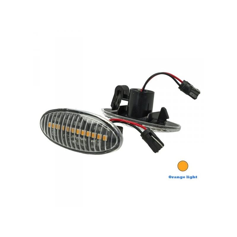 Image of Kit Freccia Laterale a Led Side Marker Lente Trasparente Luce Arancione Per Nissan Qashqai Micra X-Trail Cube Evalia Leaf Note NP300 NV200 Renault