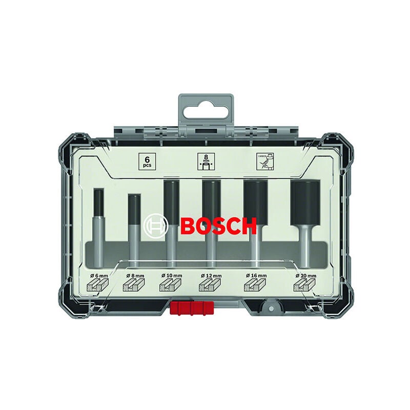 Coffret de 6 fraises droites à queue Ø12/16/20 mm Bosch 260701746