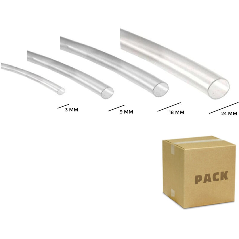 Kit Gaine Thermorétractable 4 Diamétres Différentes Transparente avec Rétraction 3:1 Transparent
