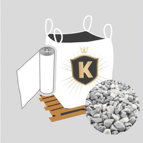Kit Galets gris + géotextile = 1 Big Bag galet gris Nevada 12/20  1.5T [environ 20m2 sur 5cm d'épaisseur] + 1 géotextile 25m2