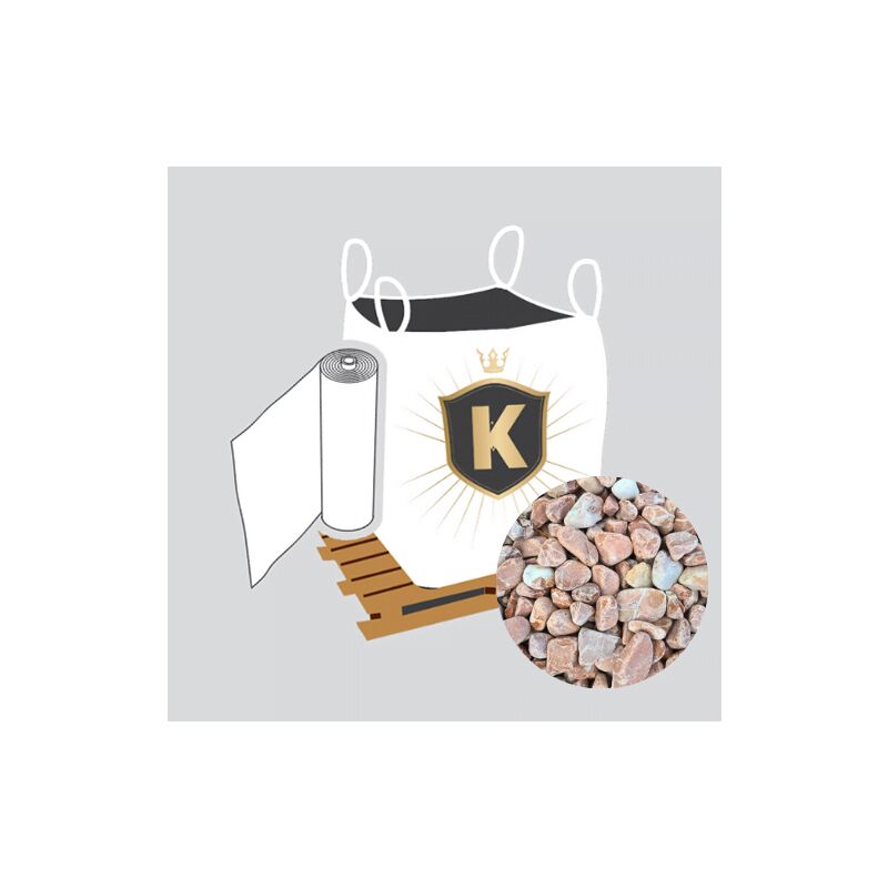 King Matériaux - Kit Galets rose + géotextile = 1 Big Bag galet de marbre rose 12/25 1.5T [environ 20m2 sur 5cm d'épaisseur] + 1 géotextile 25m2