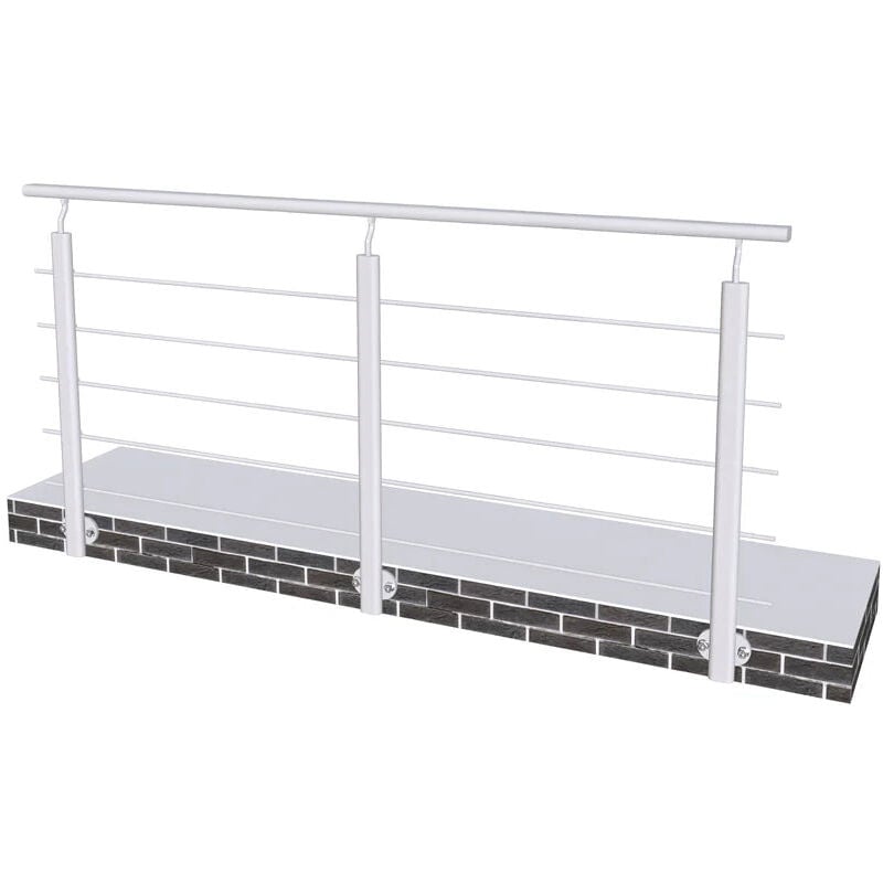 Kit garde-corps balustrade pour escalier - Longueur 2m avec 5 traverses, fixation latérale intérieure et extérieure - Saniland