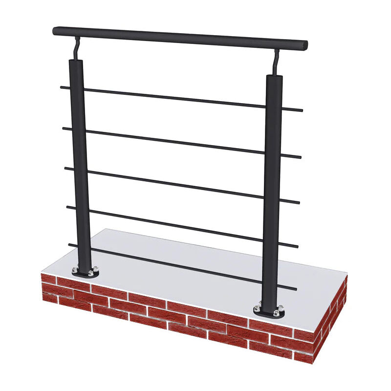 Kit garde-corps en aluminium avec rambarde - 1m avec 5 traverses, fixation verticale intérieure et extérieure - Saniland