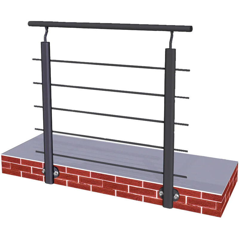 SANILAND Kit garde-corps en aluminium prêt à poser - 1m avec 5 traverses, fixation latérale intérieure et extérieure