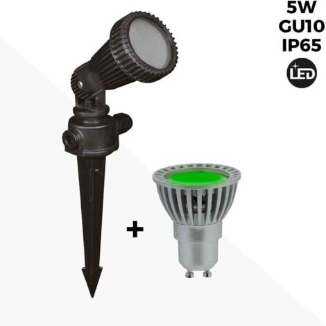 KIT Gartenpfahl + Glühbirne GU10 LED 5W in grün