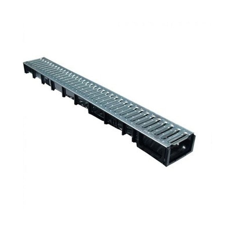 Suinga - Kit gouttière avec grille galvanisée, 50x13x7,2 cm, noir
