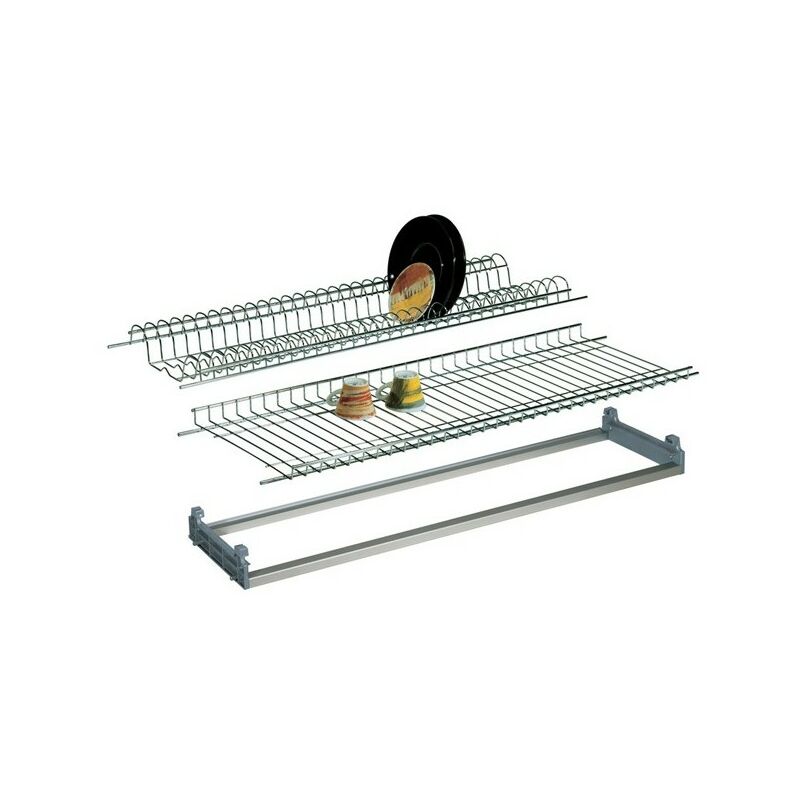 Argonauta - Kit égouttoir à encastrer réglable en chrome et plateau 76x25 cm