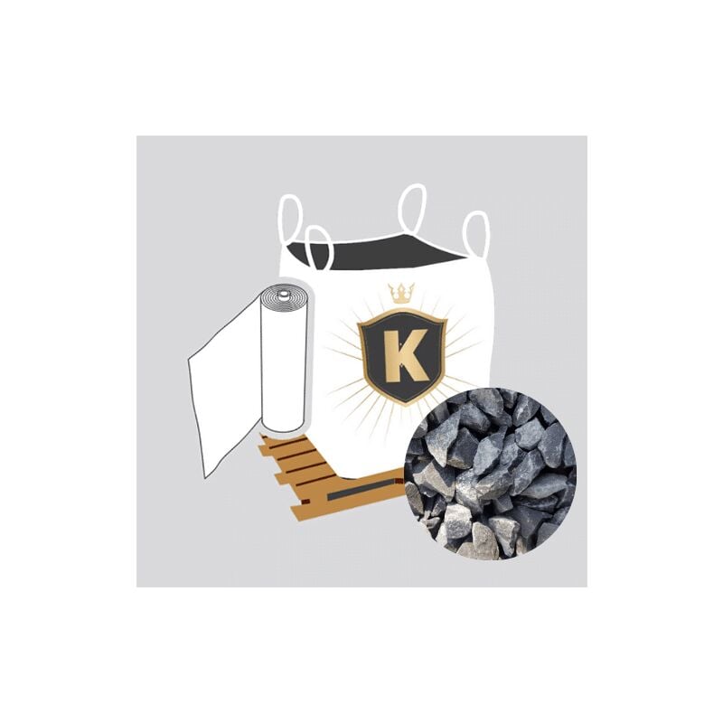 King Matériaux - Kit Gravier gris foncé + géotextile = 1 Big Bag gravier gris foncé Basalte 14/20 1.5T [environ 20m2 sur 5cm d'épaisseur] + 1