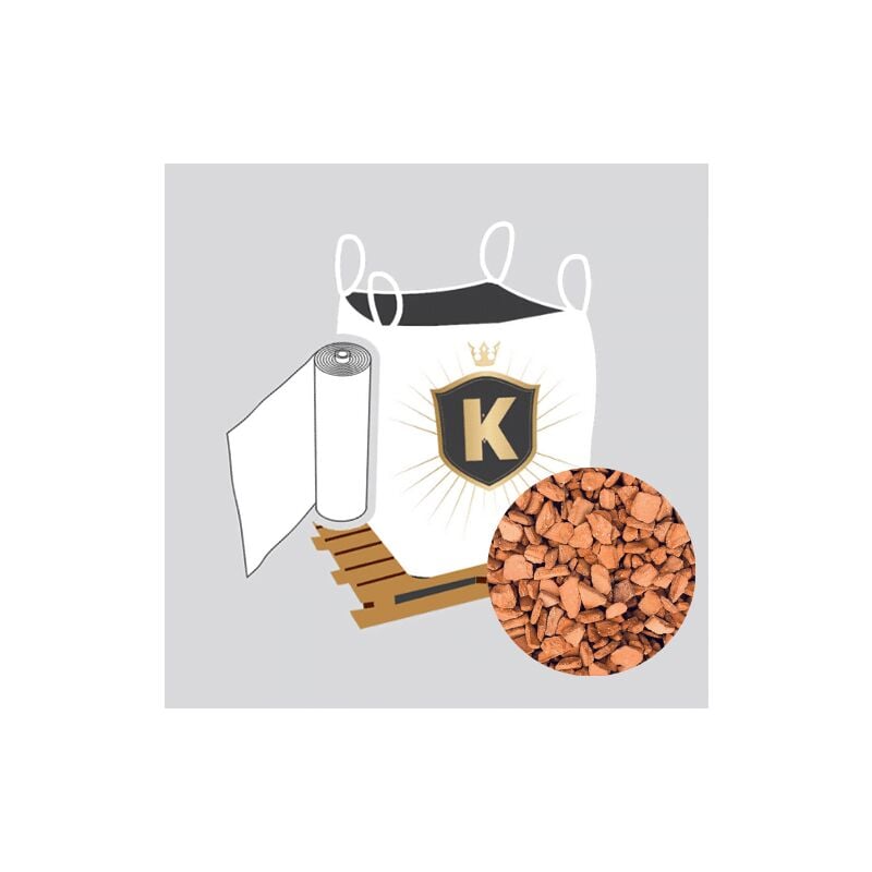 King Matériaux - Kit Graviers orange + géotextile = 1 Big Bag gravier brique Taronja 14/20 1.5T [environ 20m2 sur 5cm d'épaisseur] + 1 géotextile 25m2