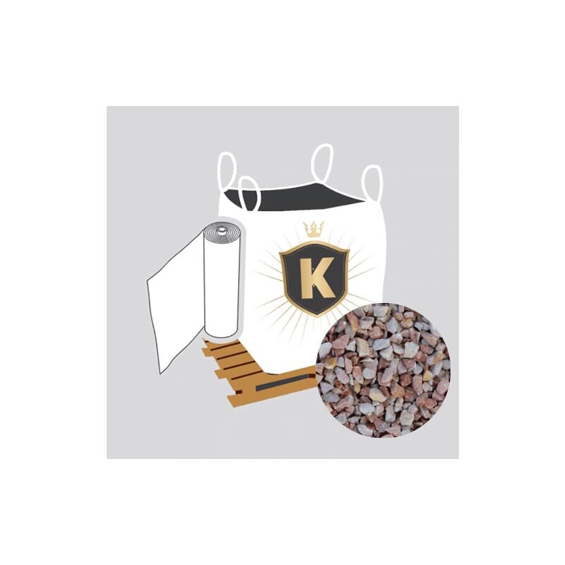Kit Graviers rose + géotextile = 1 Big Bag gravier rose 4/8 1.5T [environ 20m2 sur 5cm d'épaisseur] + 1 géotextile 25m2