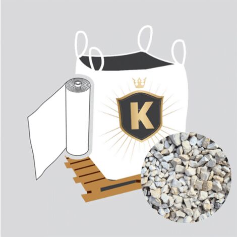 Kit Gravillons blanc + géotextile = 1 Big Bag Gravillons 6/14 1.5T  [environ 20m2 sur 5cm d'épaisseur] + 1 géotextile 25m2