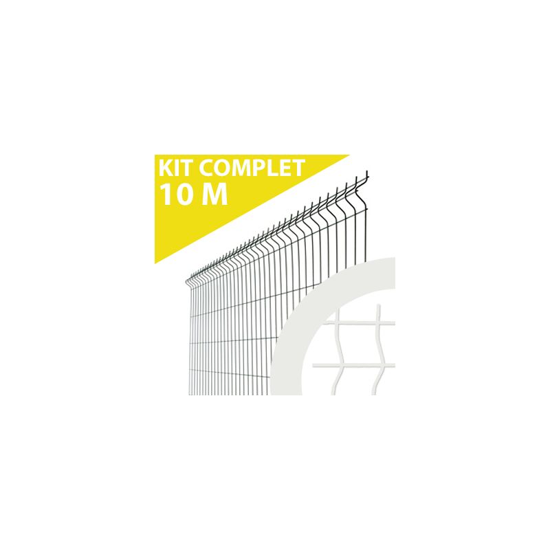 Kit Grillage Rigide Blanc 10M - jardimalin - Fil 4mm - 1,23 mètre - Blanc (ral 9010)