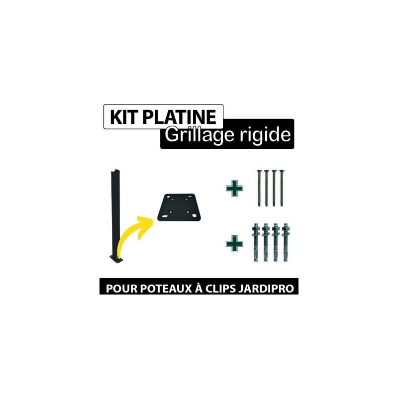 Kit Platine Poteau à Clips Gris + Visserie - jardipro