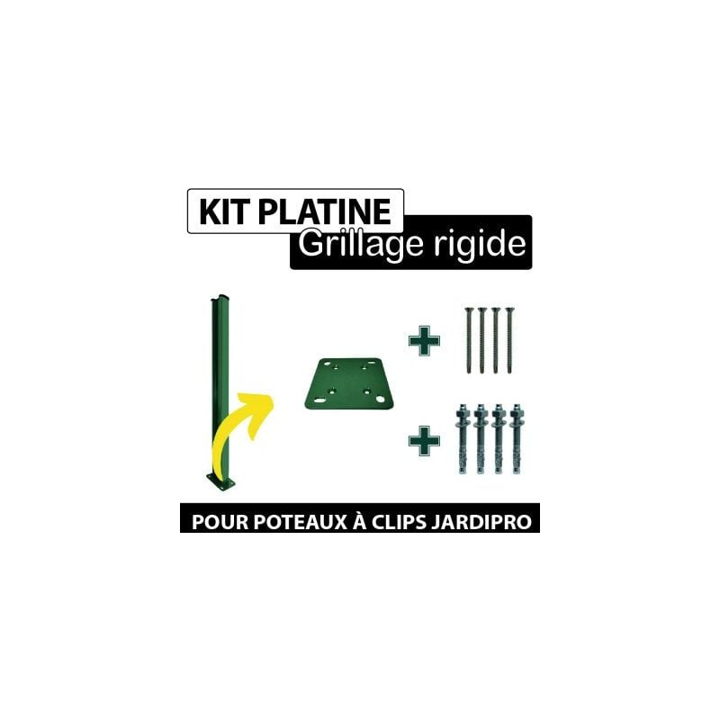 Cloture&jardin - Kit Platine Poteau à Clips Vert + Visserie - jardipro