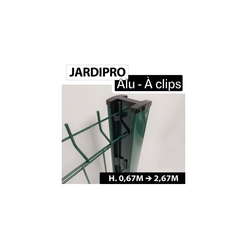Cloture&jardin - Poteau à Clips Vert - alu - jardipro - 2,47 mètres