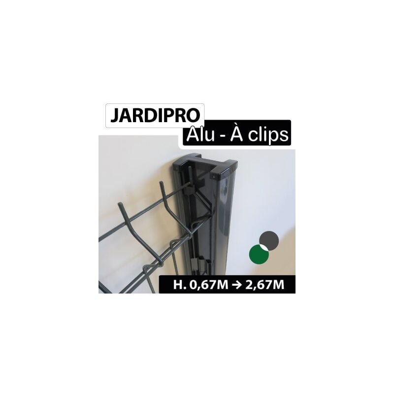 Cloture&jardin - Poteau à Clips Gris Anthracite - alu - jardipro - 1,57 mètre