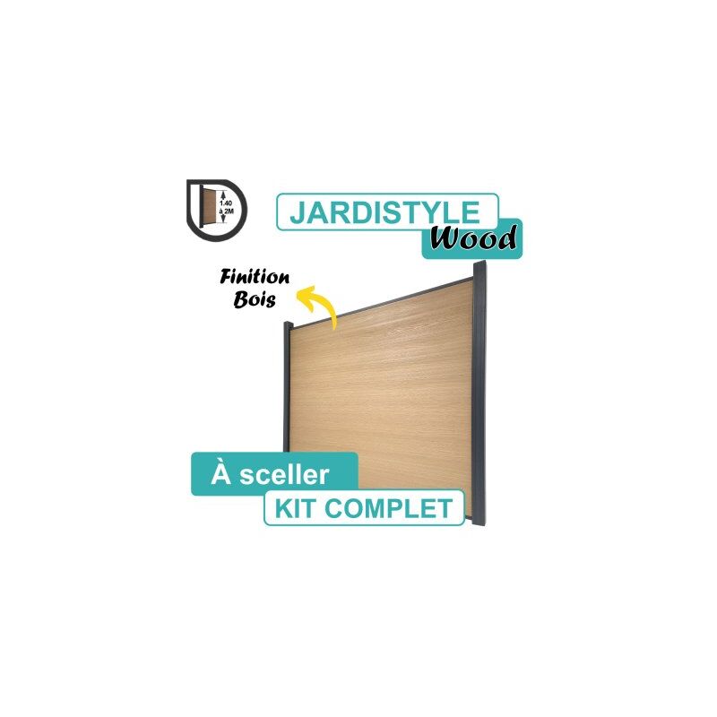 Cloture&jardin - Kit Clôture Composite Bois Clair 1,8M - a Sceller - 1,85 mètre
