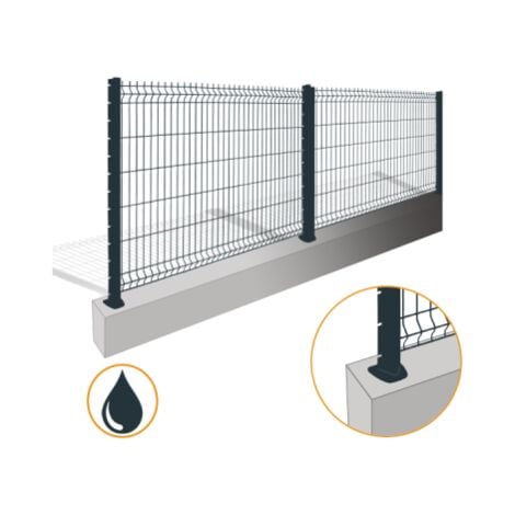 Kit Grillage Rigide Gris Anthracite 10M - JARDIPREMIUM - Fil 4/5mm - Sur Platines - 1,53 mètre