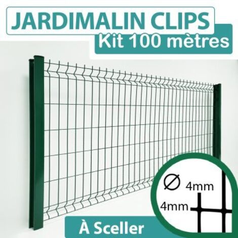 Kit Grillage Rigide Vert 100M - JARDIMALIN CLIPS  - Fil 4mm - 2,03 mètre