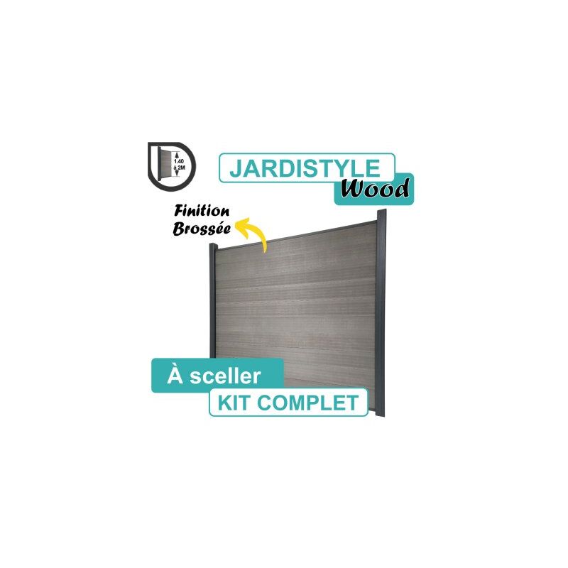 Cloture&jardin - Kit Clôture Composite Gris Clair Effet Brossé 1,8M - a Sceller - 1,40 mètre
