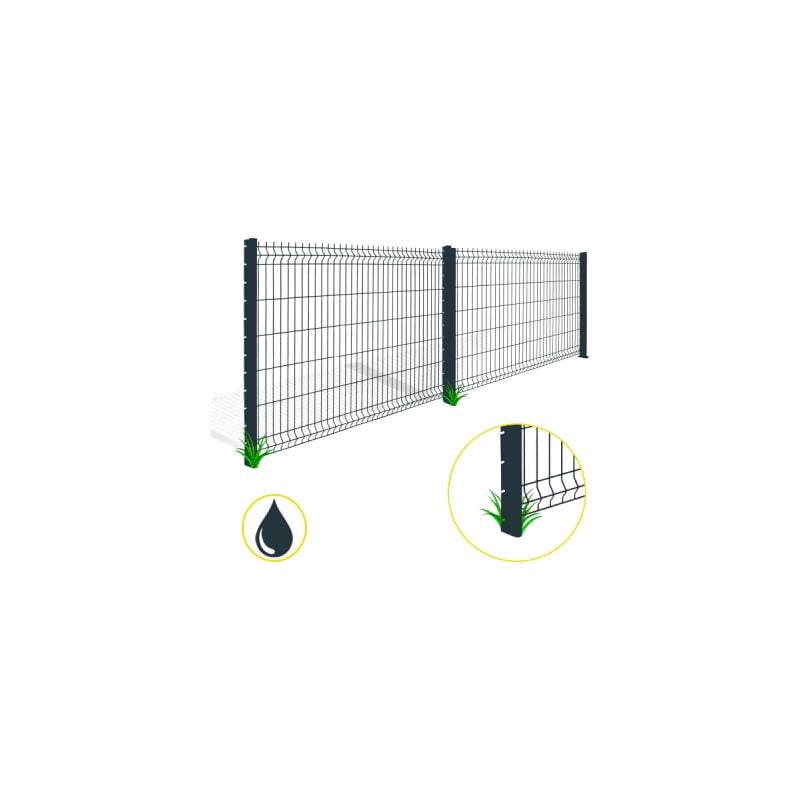 Cloture&jardin - Kit Grillage Rigide Gris Anthracite 30M - jardimalin - Fil 4mm - 1,93 mètre