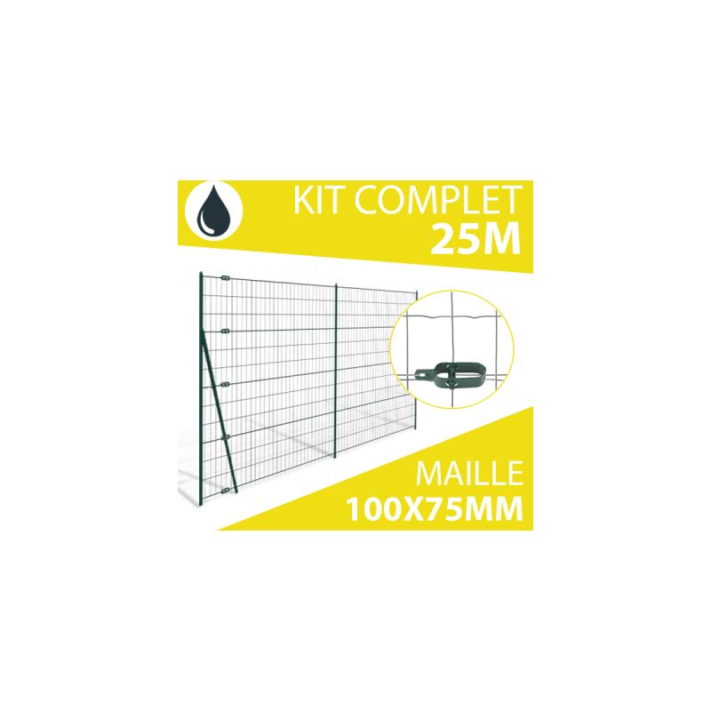 Kit Grillage Soudé Gris 25M - jardimalin - Maille 100x75mm - 1,20 mètre - Gris Anthracite (ral 7016)