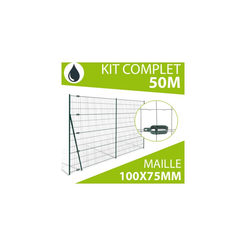 Kit Grillage Soudé Gris 50M - jardimalin - Maille 100x75mm - 1,20 mètre - Gris Anthracite (ral 7016)