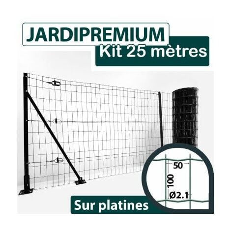 Kit Grillage Soudé sur Platines Gris Anthracite 25M - JARDIPREMIUM - Maille 100x50mm - 1 mètre