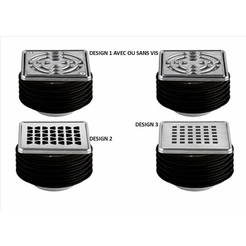 Kit grille/cadre avec joint en accordéon et siphon intégré KERDI DRAIN - Kit grille/cadre en inox brossé design 3