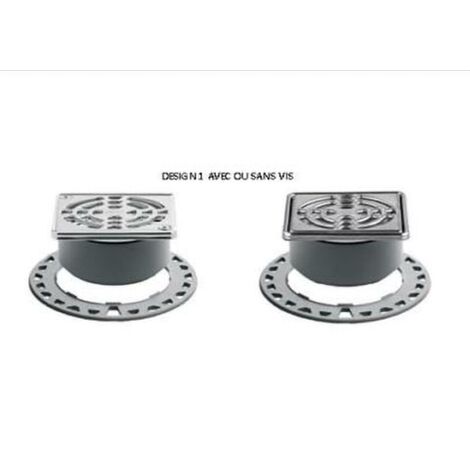 Kit grille/cadre avec rallonge de cadre et excentrique sans siphon KERDI DRAIN - Kit grille/cadre en inox design 1 sans vis 10 x 10 cm - Bois