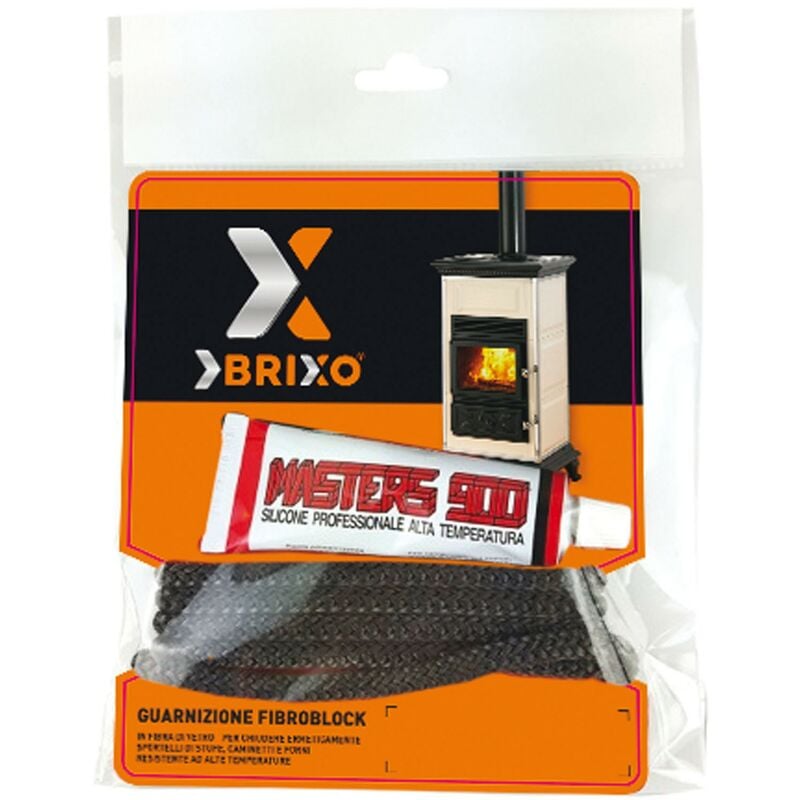 Brixo - Kit Guarnizioni in fibra di vetro con silicone alta temperatura per stufe e caminetti Kit Fibroblock 6