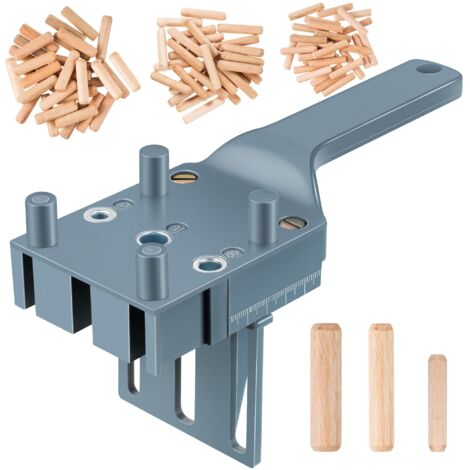 Kit guía universal para taladrar espigas de madera 4645000: plantilla de taladrado y 90 espigas de madera de 6/8/10 mm, calibre manual para espigas para conexiones precisas en esquinas, en T y en supe