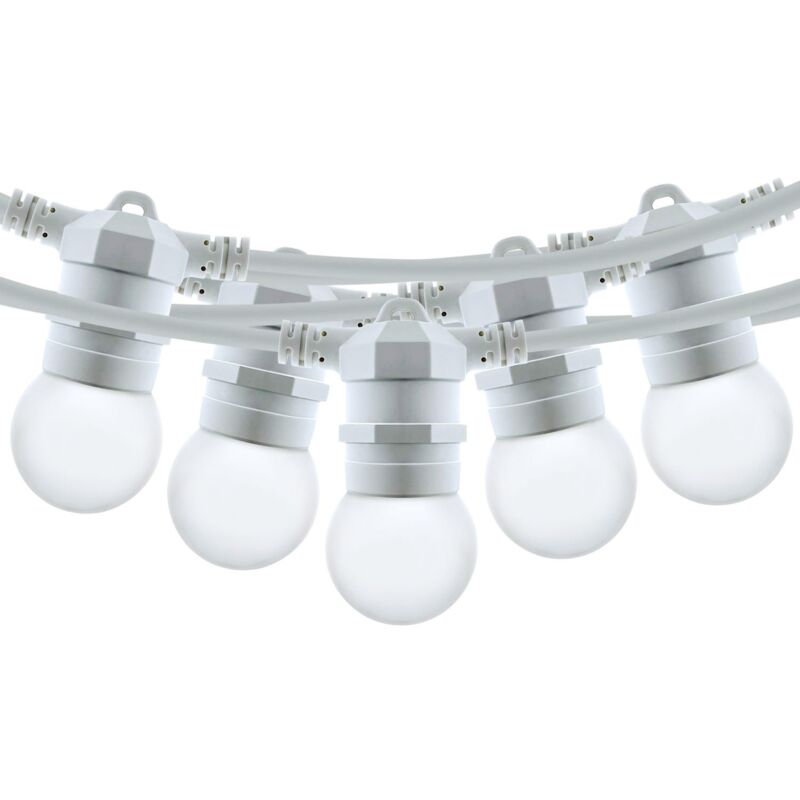 barcelona led - kit guirlande lumineuse extérieure 10 mètres + 10 ampoules led - blanc - blanc