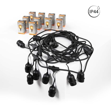 Kit guirlande lumineuse extérieure 11,5m + 10 ampoules LED - Blanc Froid