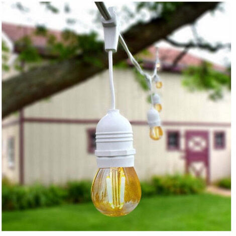 Kit Guirlande Waterproof 5.5m Blanche + 8 Ampoules LED E27 Filament 4W 4000K Blanc neutre