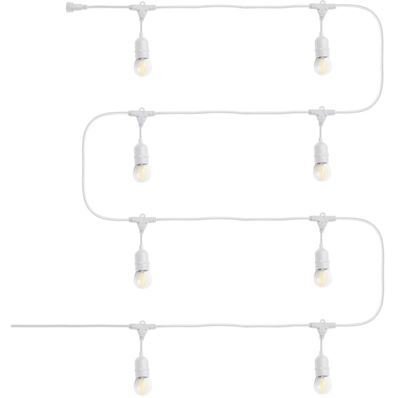 Kit Guirlande Waterproof 5.5m Blanche + 8 Ampoules LED E27 Filament 4W 4000K Blanc neutre