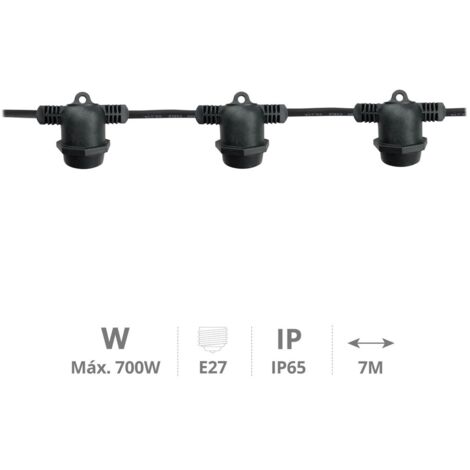 Kit guirnalda decorativa de 7 metros con 5 portalámparas E27 IP65