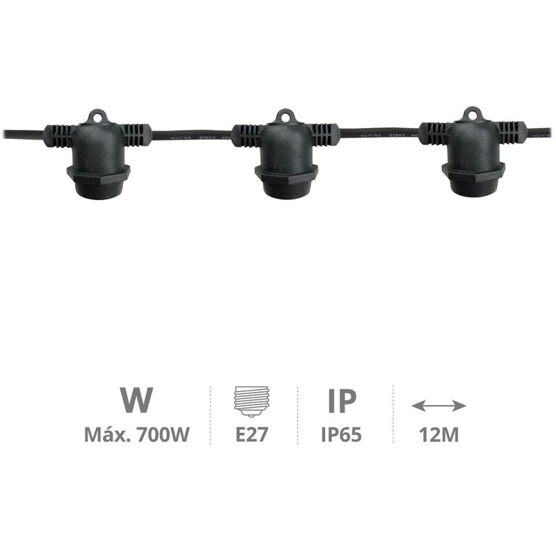 

Kit guirnalda decorativa Liboi 12M 10 portalámparas IP65