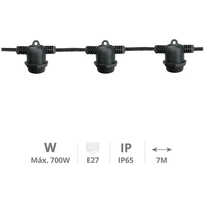 

Kit guirnalda decorativa Liboi 7M 5 portalámparas IP65