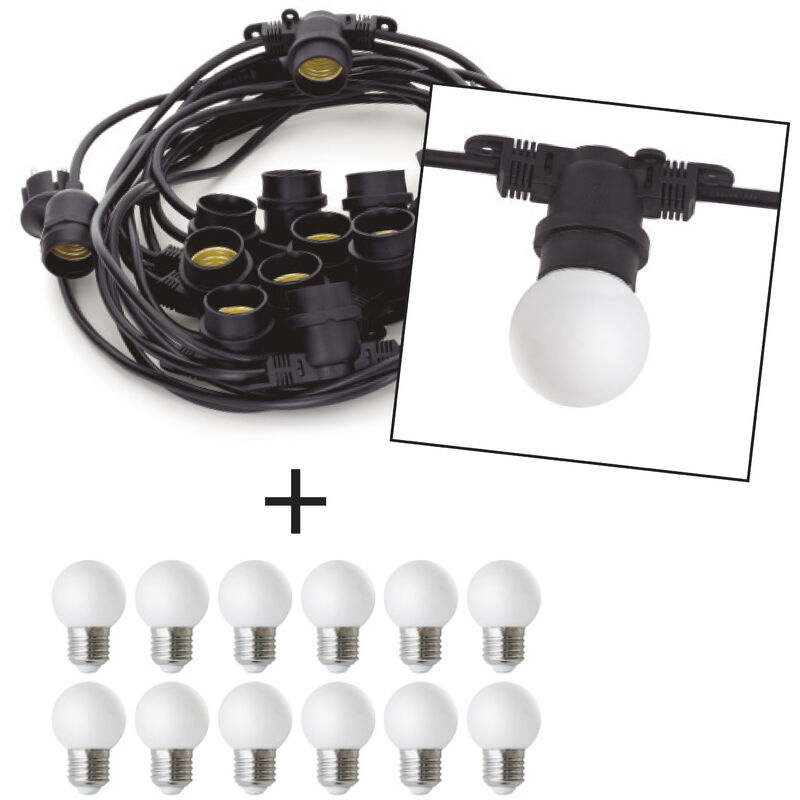 Guirnalda PORTOFINO IP65 E27 LED Bulb 12x3W 330lm(2400lm) CRI80 3000K Negro